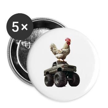 Huhn - Buttons groß 56 mm (5er Pack) - Weiß - Vorne