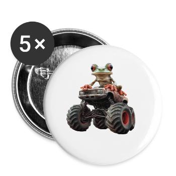 Frosch - Buttons groß 56 mm (5er Pack) - Weiß - Vorne