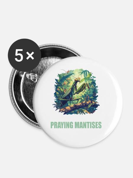Gottesanbeterinnenen Gottesanbeterin - Buttons groß 56 mm (5er Pack) - Weiß