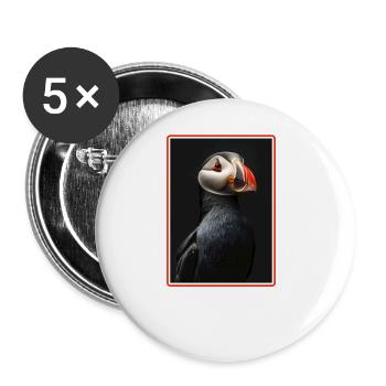 Papageientaucher - Buttons groß 56 mm (5er Pack) - Weiß - Vorne
