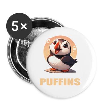 Papageientaucher - Buttons groß 56 mm (5er Pack) - Weiß - Vorne