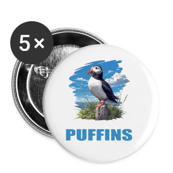 Papageientaucher - Buttons groß 56 mm (5er Pack) - Weiß - Vorne