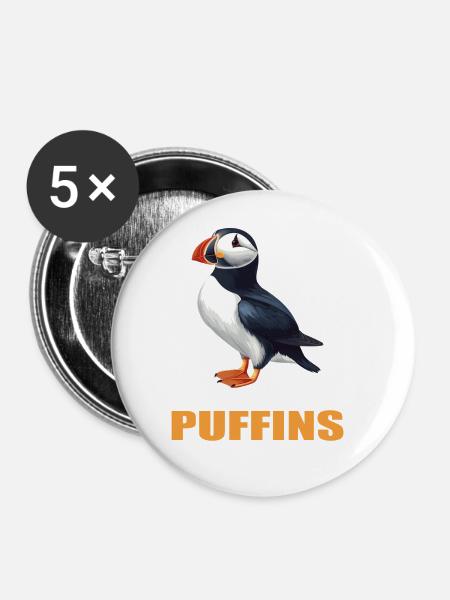 Papageientaucher - Buttons groß 56 mm (5er Pack) - Weiß