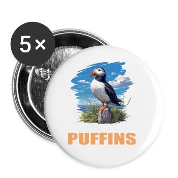 Papageientaucher - Buttons groß 56 mm (5er Pack) - Weiß - Vorne