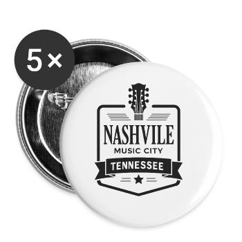Nashville Music City Gitarre Tennessee - Buttons groß 56 mm (5er Pack) - Weiß - Vorne