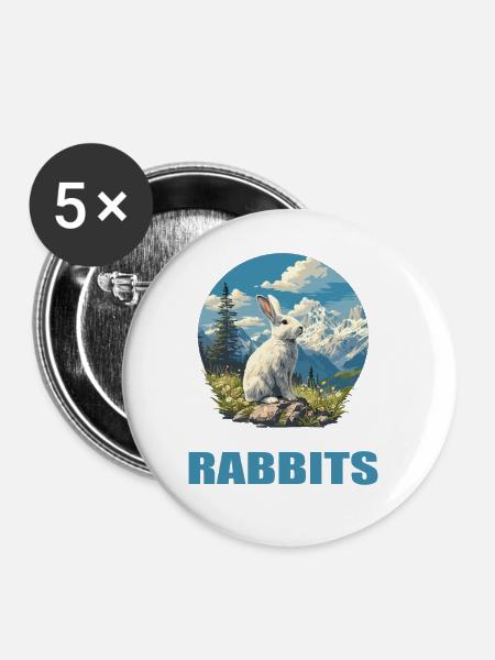 Hasen Hase - Buttons groß 56 mm (5er Pack) - Weiß
