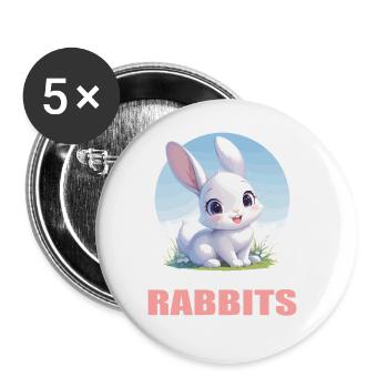 Bunny Bunny - Buttons large 2.2''/56 mm (5-pack) - white - Front