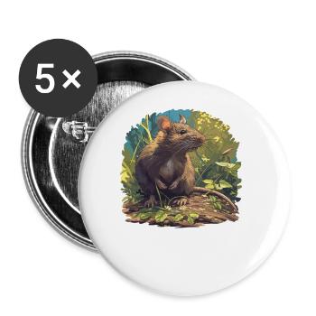 Ratten Ratte - Buttons groß 56 mm (5er Pack) - Weiß - Vorne