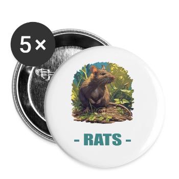 Ratten Ratte - Buttons groß 56 mm (5er Pack) - Weiß - Vorne