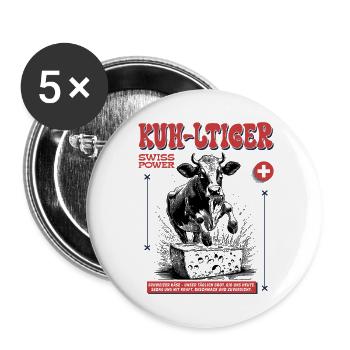 Switzerland shirt with cheese, cow and traditional soul - Buttons large 2.2''/56 mm (5-pack) - white - Front