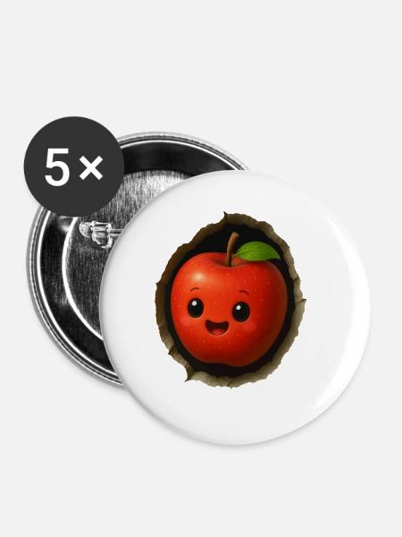 Apfel - Buttons groß 56 mm (5er Pack) - Weiß