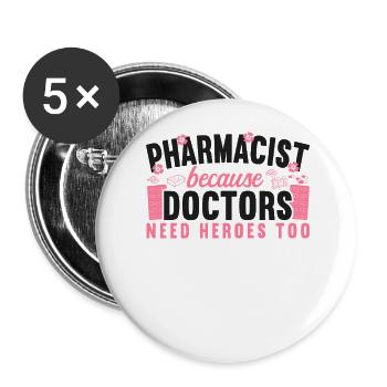 Pharmacy Tech Technician - Buttons large 2.2''/56 mm (5-pack) - white - Front