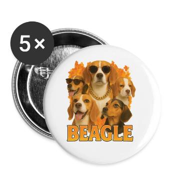 Beagle - Buttons groß 56 mm (5er Pack) - Weiß - Vorne
