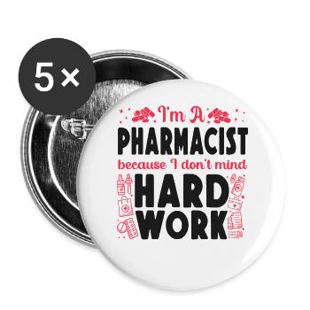 Pharmacy Tech Technician - Buttons groß 56 mm (5er Pack) - Weiß - Vorne