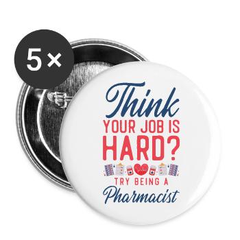 Pharmacy Tech Technician - Buttons groß 56 mm (5er Pack) - Weiß - Vorne