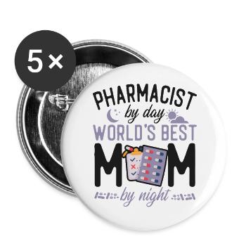 Pharmacy Tech Technician - Buttons groß 56 mm (5er Pack) - Weiß - Vorne