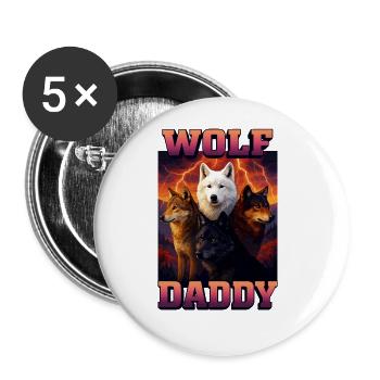 Wolf - Buttons groß 56 mm (5er Pack) - Weiß - Vorne
