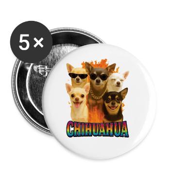 Chihuahua - Buttons groß 56 mm (5er Pack) - Weiß - Vorne