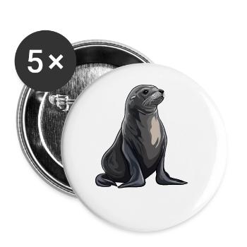 Sea Lions Sea Lion - Buttons large 2.2''/56 mm (5-pack) - white - Front
