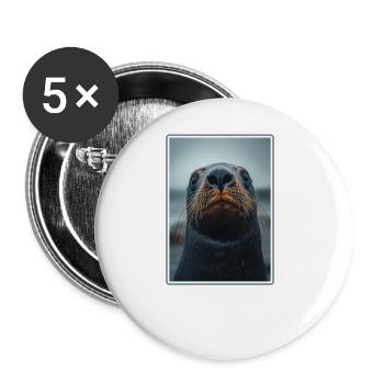Sea Lions Sea Lion - Buttons large 2.2''/56 mm (5-pack) - white - Front