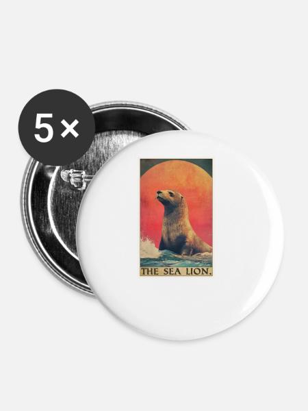 Seelöwen Seelöwe - Buttons groß 56 mm (5er Pack) - Weiß