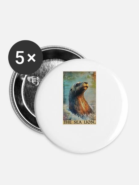 Seelöwen Seelöwe - Buttons groß 56 mm (5er Pack) - Weiß