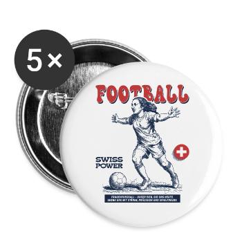 CH Fußballerin Shirt: Spaß am Spieltag - Buttons groß 56 mm (5er Pack) - Weiß - Vorne