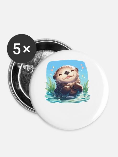 Seeotter - Buttons groß 56 mm (5er Pack) - Weiß