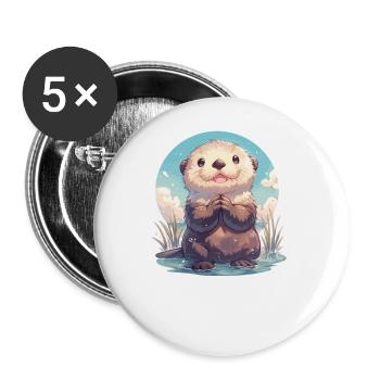 Loutre de mer - Lot de 5 grands badges (56 mm) - blanc - Devant