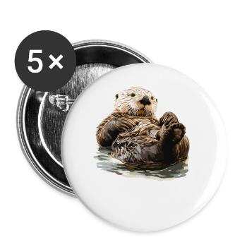 Loutre de mer - Lot de 5 grands badges (56 mm) - blanc - Devant