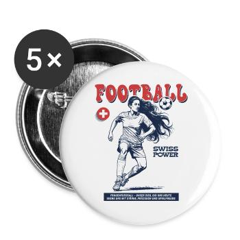 Suisse Fußballspielerin Shirt: Foulspiel mit Stil - Buttons groß 56 mm (5er Pack) - Weiß - Vorne