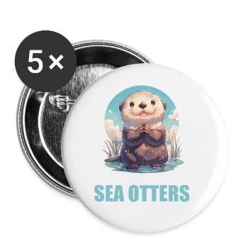 Loutre de mer - Lot de 5 grands badges (56 mm) - blanc - Devant