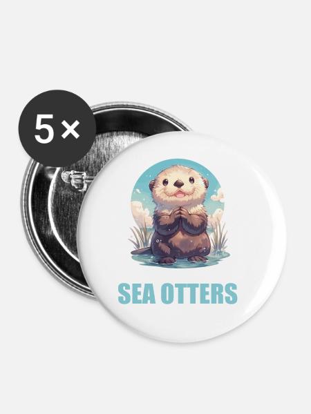 Seeotter - Buttons groß 56 mm (5er Pack) - Weiß
