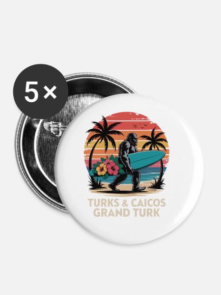 Turks- und Caicosinseln - Buttons groß 56 mm (5er Pack) - Weiß