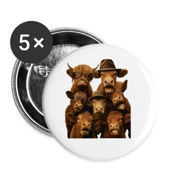 Kuh - Buttons groß 56 mm (5er Pack) - Weiß - Vorne