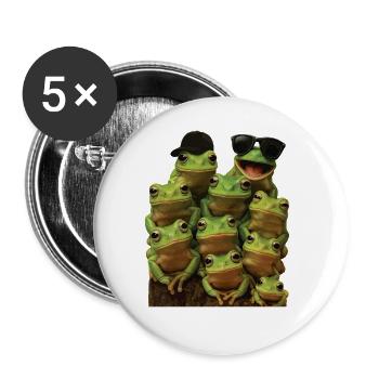 Frosch - Buttons groß 56 mm (5er Pack) - Weiß - Vorne