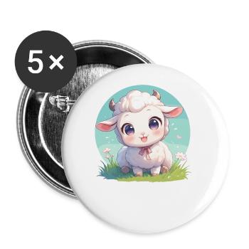 Sheep Sheep - Buttons large 2.2''/56 mm (5-pack) - white - Front