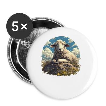 Sheep Sheep - Buttons large 2.2''/56 mm (5-pack) - white - Front