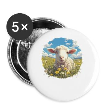 Sheep Sheep - Buttons large 2.2''/56 mm (5-pack) - white - Front