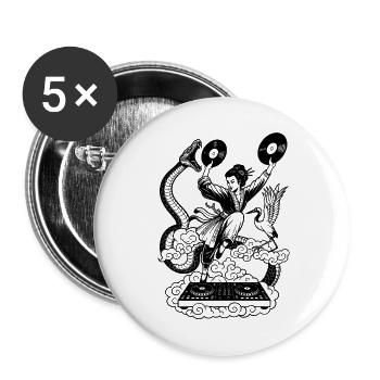 Chemise de geisha avec console de mixage : le flow pour le plein air - Lot de 5 grands badges (56 mm) - blanc - Devant