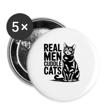 Les vrais hommes câlinent les chats ! Chats Papa Chaton - Lot de 5 grands badges (56 mm) - blanc - Devant