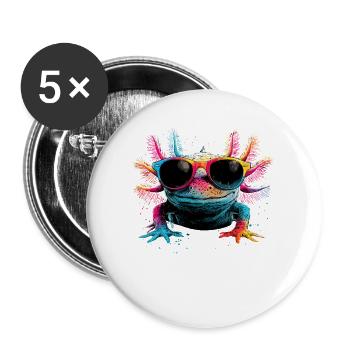 Axolotl Small Newt Tail Tail Cute Axolotl - Buttons large 2.2''/56 mm (5-pack) - white - Front