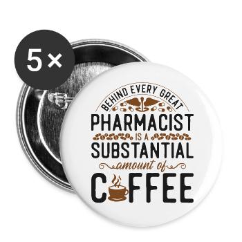 Pharmacy Tech Technician - Buttons groß 56 mm (5er Pack) - Weiß - Vorne
