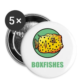 Poisson-coffre Poisson-coffre - Lot de 5 grands badges (56 mm) - blanc - Devant