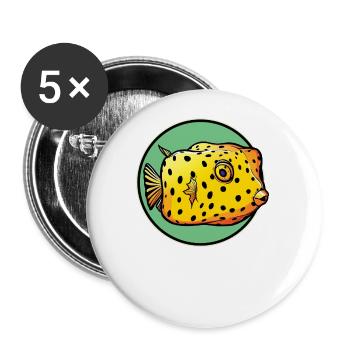 Poisson-coffre Poisson-coffre - Lot de 5 grands badges (56 mm) - blanc - Devant