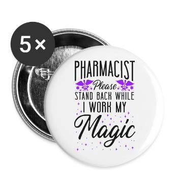 Pharmacy Tech Technician - Buttons large 2.2''/56 mm (5-pack) - white - Front