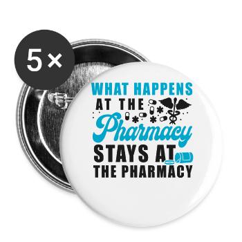 Pharmacy Tech Technician - Buttons groß 56 mm (5er Pack) - Weiß - Vorne
