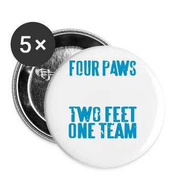 Quatre pattes Deux pieds Une équipe Chien Sport Lien Unité - Lot de 5 grands badges (56 mm) - blanc - Devant