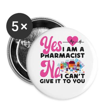 Technicien en pharmacie - Lot de 5 grands badges (56 mm) - blanc - Devant