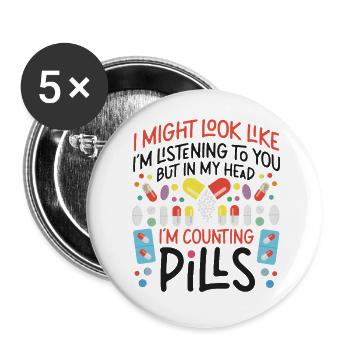 Pharmacy Tech Technician - Buttons large 2.2''/56 mm (5-pack) - white - Front